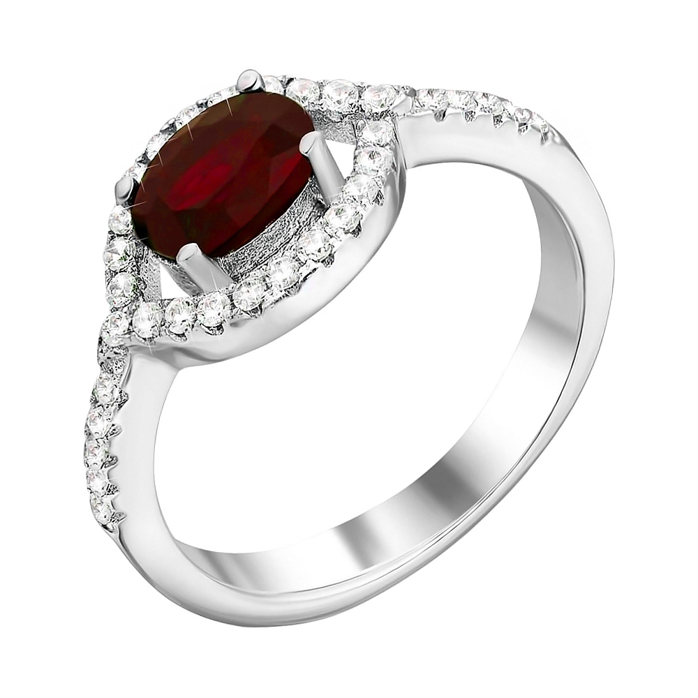 

Серебряное кольцо с гранатом и фианитами 000131730 16.5 размера
