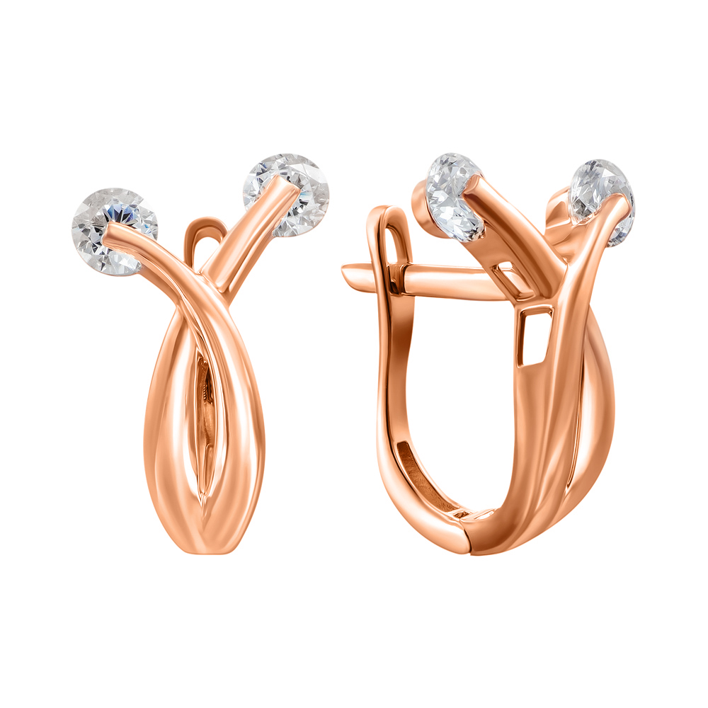 

Серьги из красного золота с фианитами 000133054