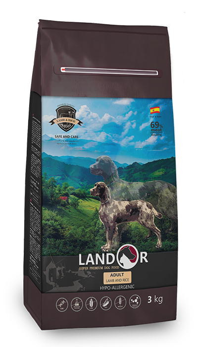 

Сухий корм Landor (Ландор) для дорослих собак з ягням та рисом 1кг