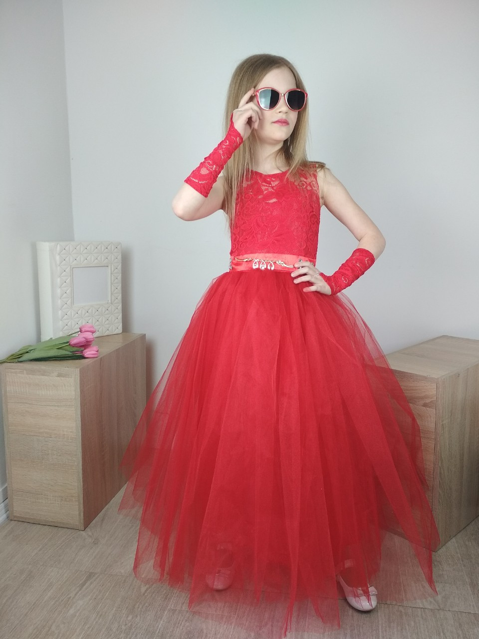

Детское бальное платье I.V.A.moda в пол 34 красный iva-498