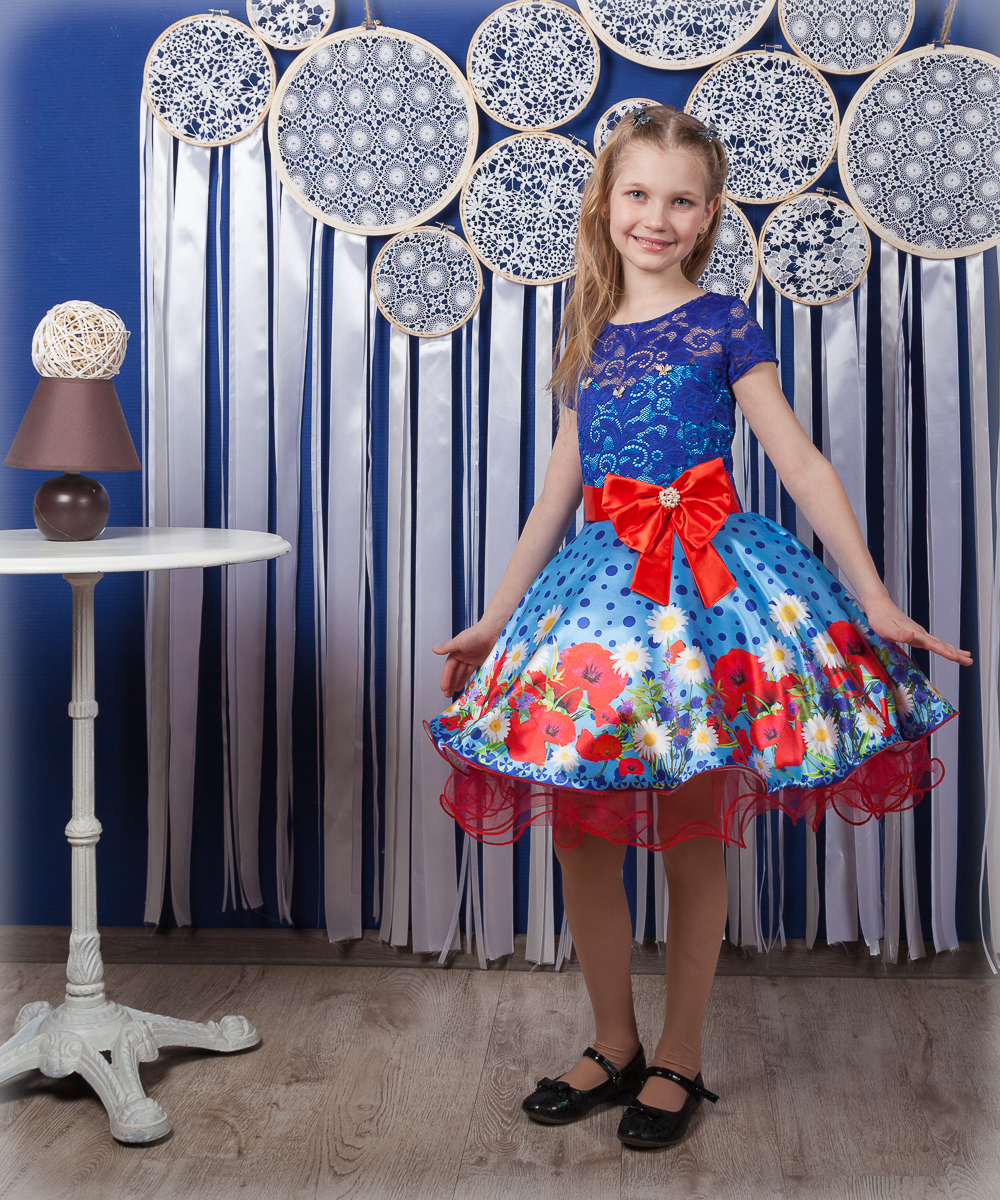 

Детское нарядное платье I.V.A.moda Маки 34 синий iva-504