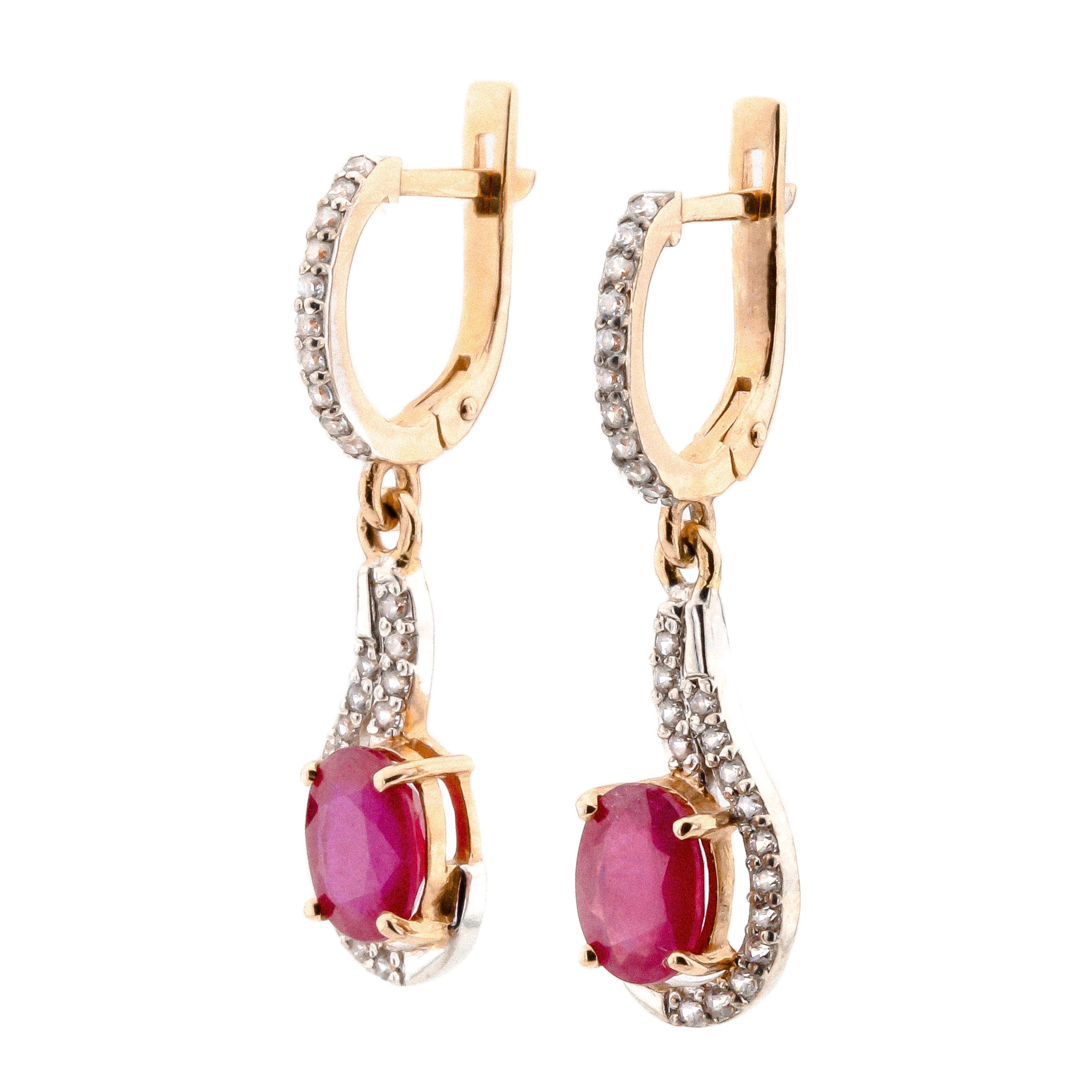 

Золотые серьги с рубинами и фианитами 12938rb Диамант