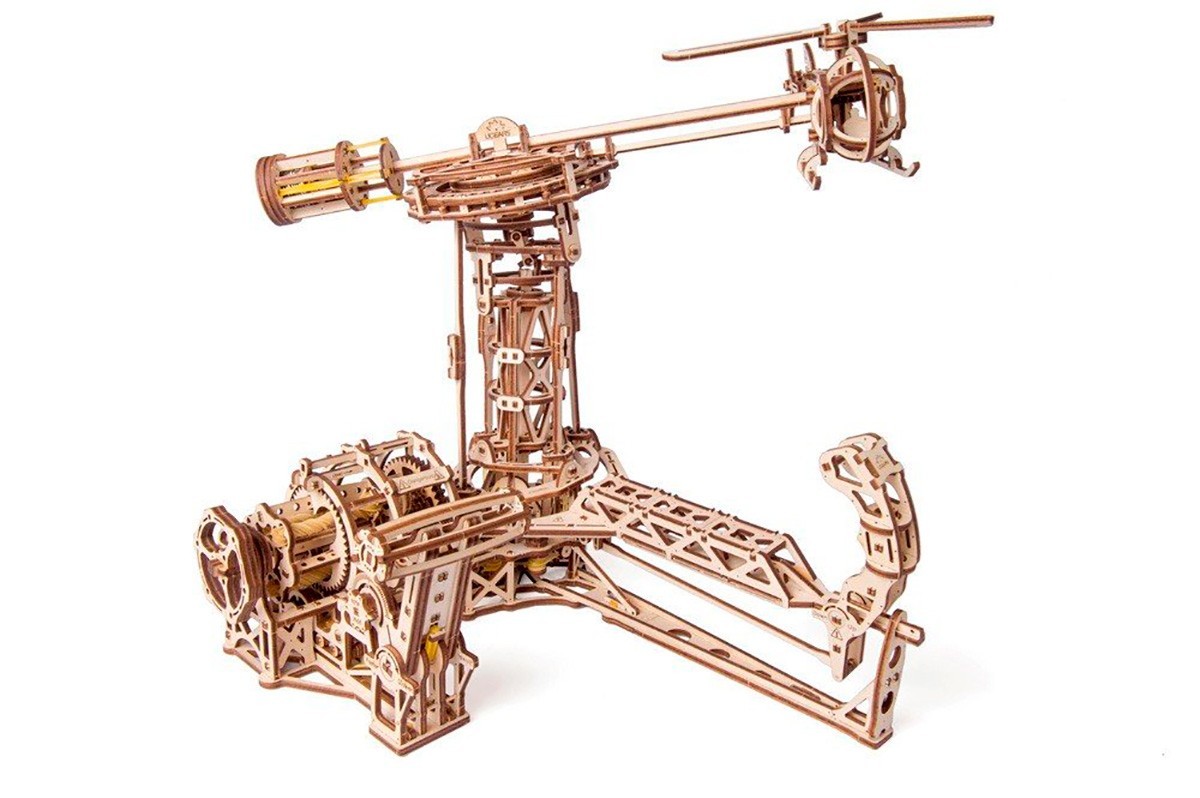 

Механический деревянный 3D пазл Ugears модель Авиатор из фанеры (70053)