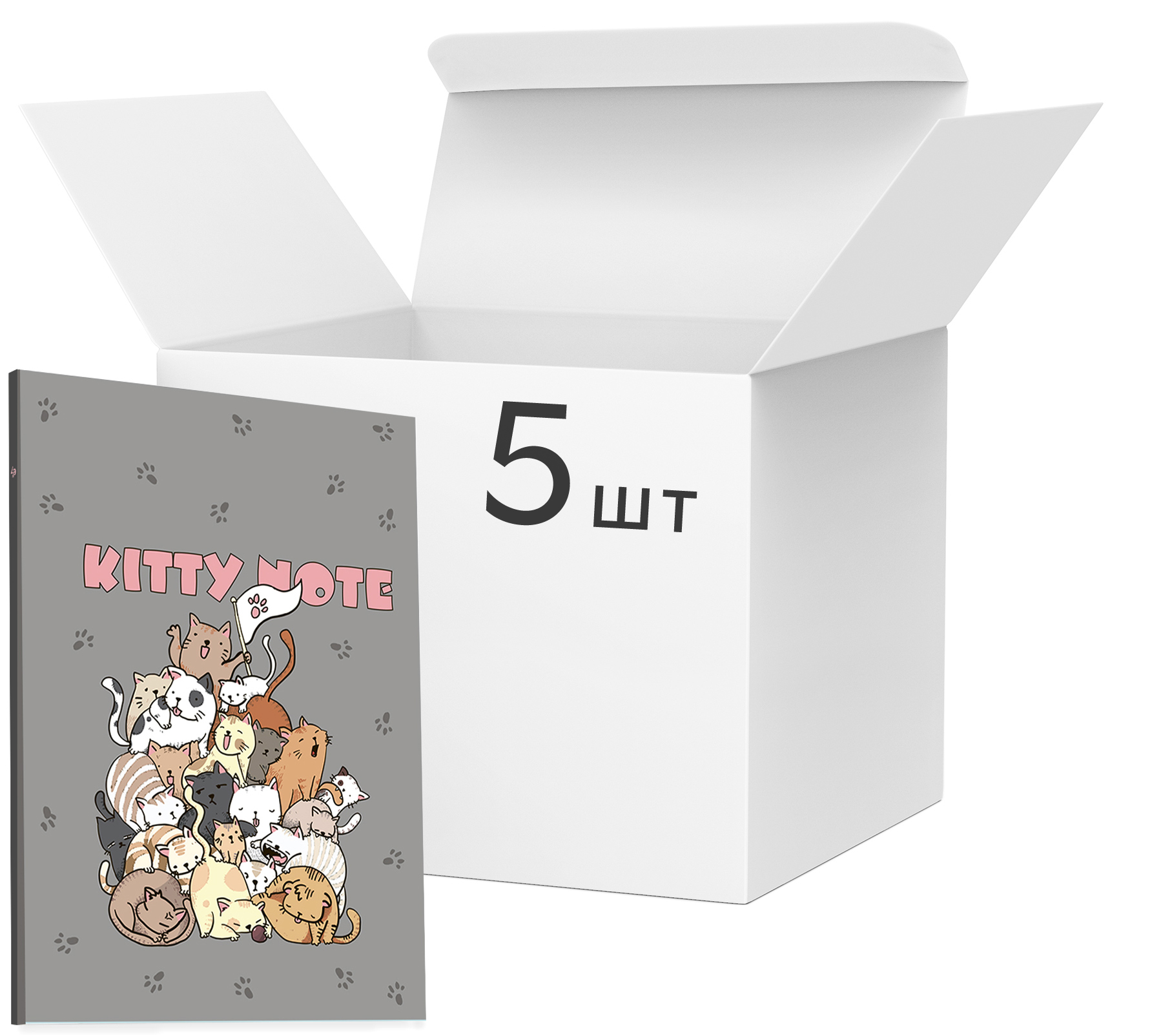 

Упаковка блокнотов 4Profi Kitty note А5 в клетку 40 листов Grey 5 шт (900060)