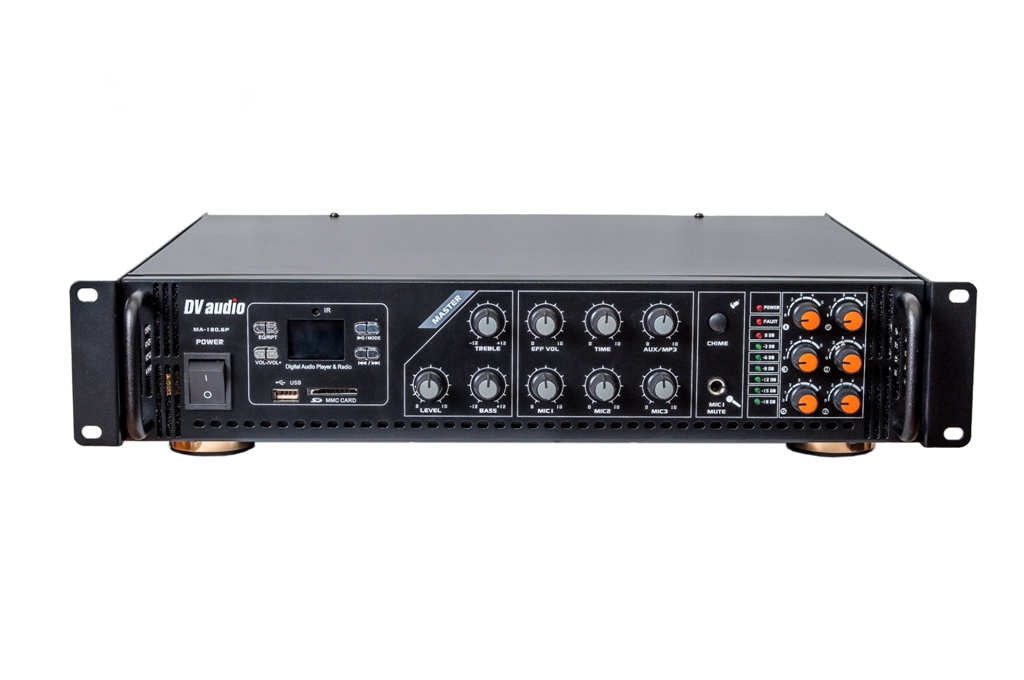 

Трансляционный микшер-усилитель DV audio 180W с USB, FM тюнером, Bluetooth подключение (MA-180.6P)