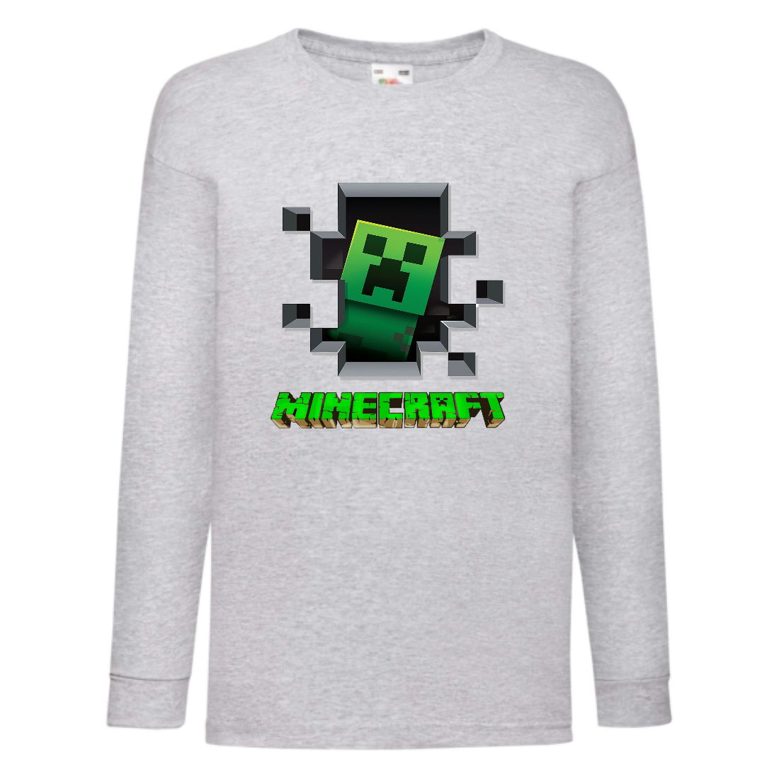 

Лонгслив реглан Майнкрафт 3 (Minecraft) серая (MNC gr 03) 152 см
