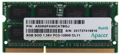 

Оперативна пам'ять Apacer DDR3 8GB 1600 (DV.08G2K.KAM) (6420273)