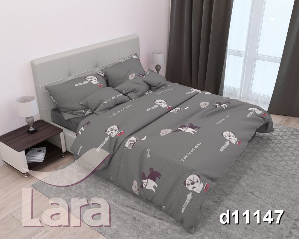 

Постельное белье LARA бязь d11147d двуспальное 4 наволочки в комплекте