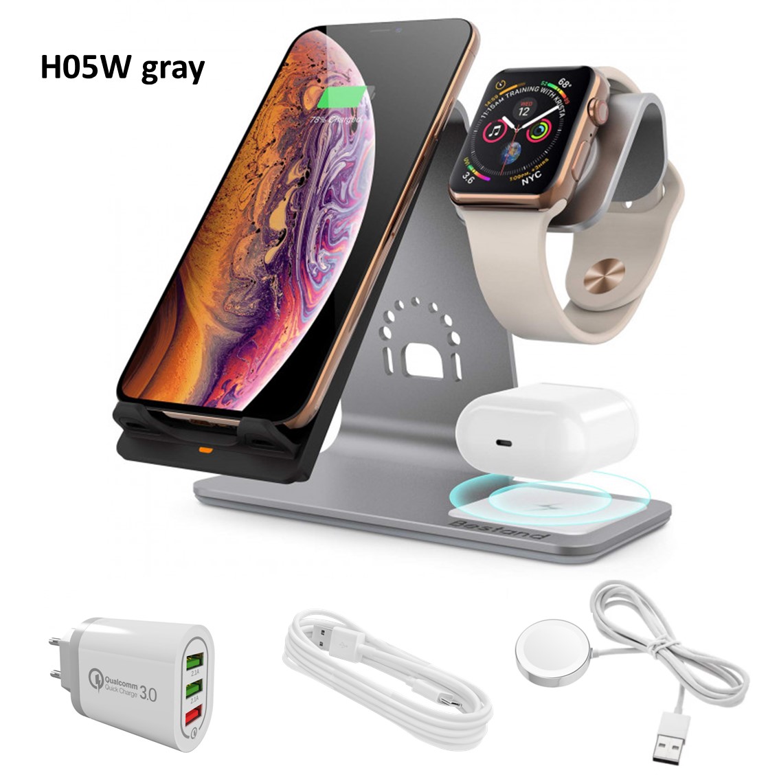 

Bestand H05W Aluminium Беспроводное зарядное устройство 3в1 в алюминиевом корпусе Gray Aluminium + зарядка для Apple Watch