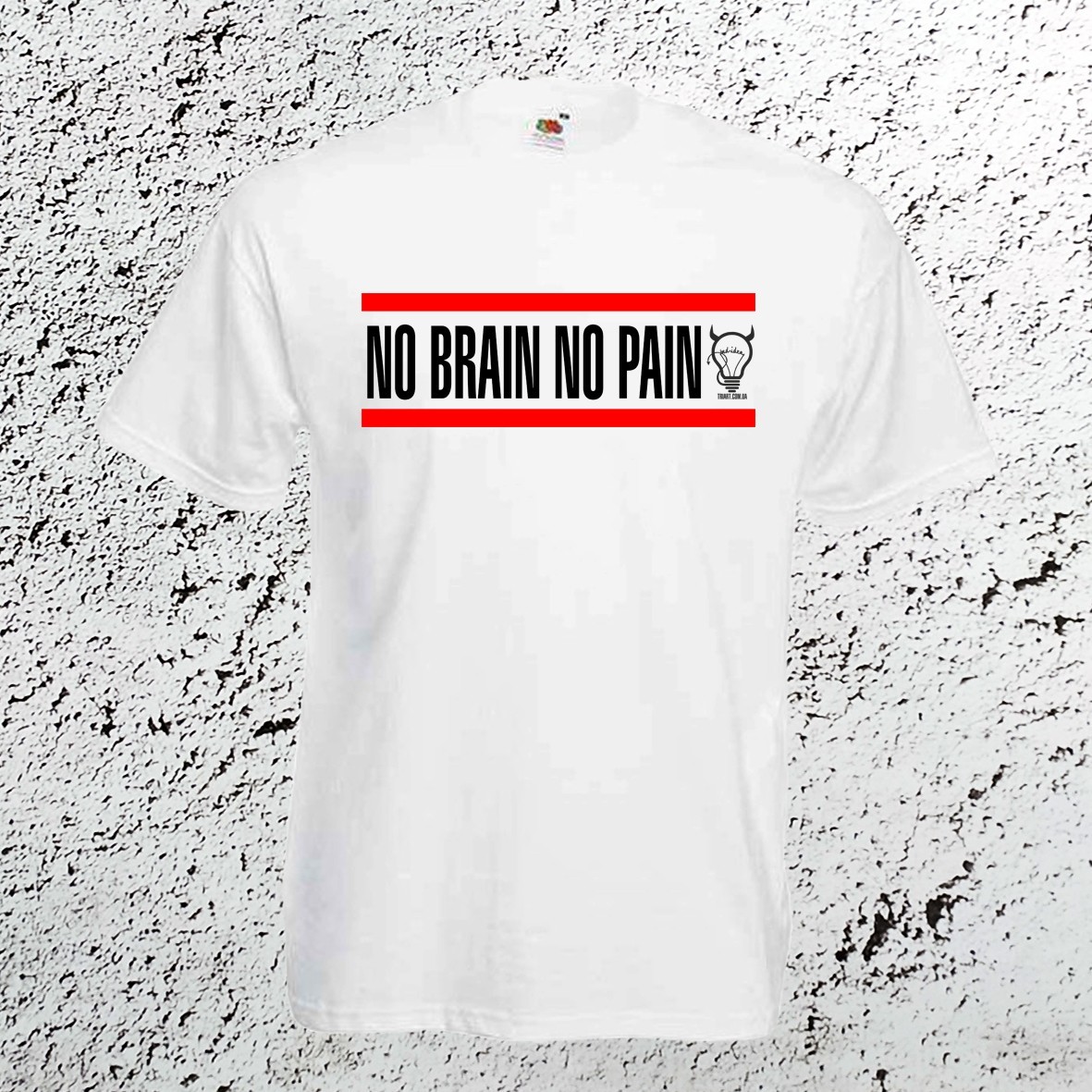 

Футболка Fruit of the loom "No brain no pain" прямая классика, белый, хлопок,XL,ФБ-0040