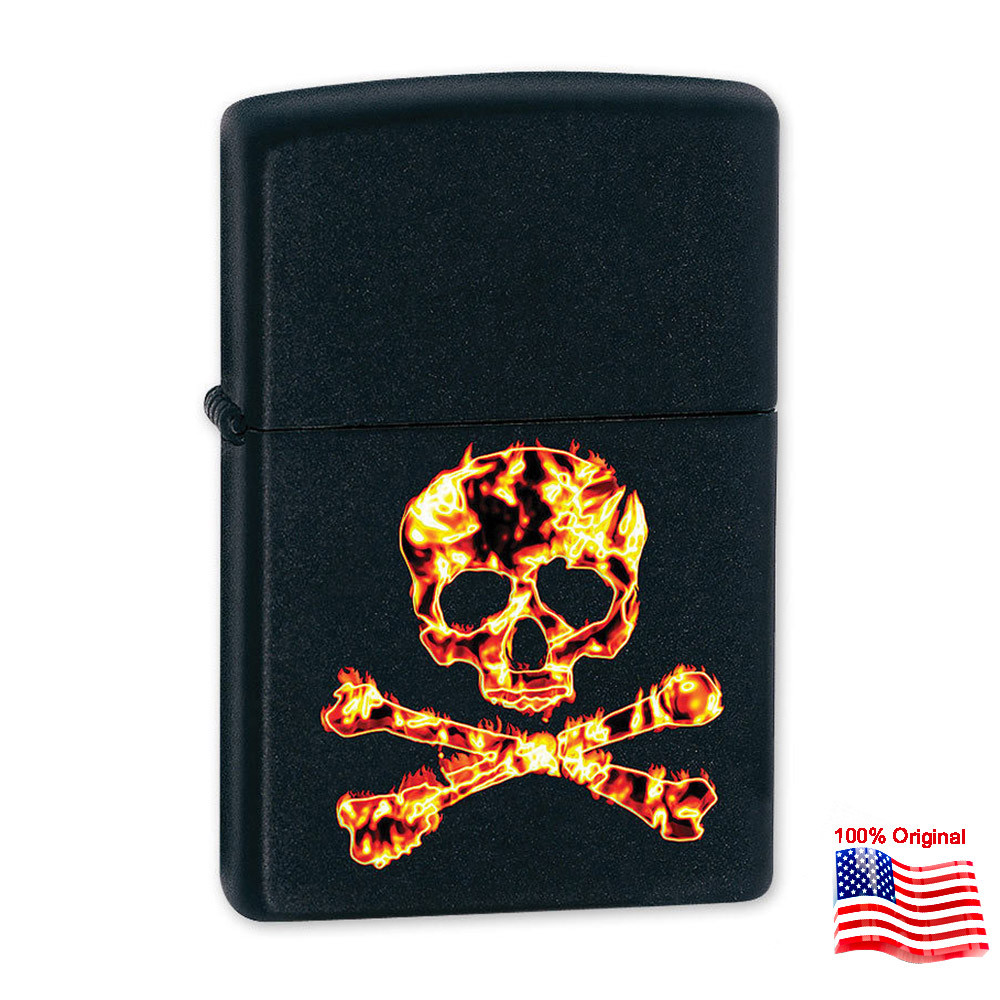 

Зажигалка Zippo 28044 FIERY SKULL AND CROSS BONES черная 28044