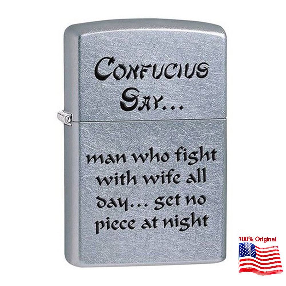 

Зажигалка Zippo 28460 CONFUCIUS SAY WIFE NI серая 28460