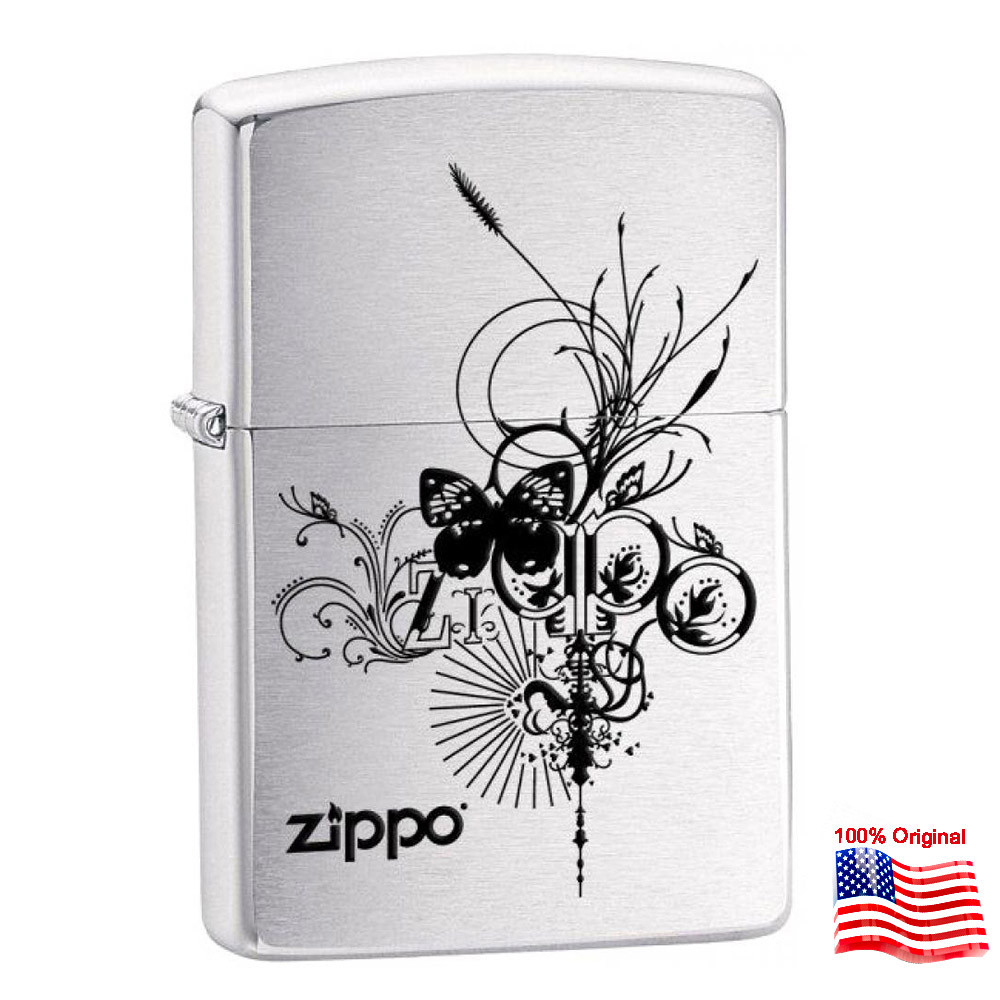 

Зажигалка Zippo 24800 Butterfly серая 24800