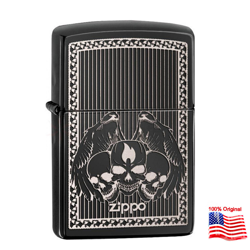 

Зажигалка Zippo 28678 Iced Skulls черная 28678