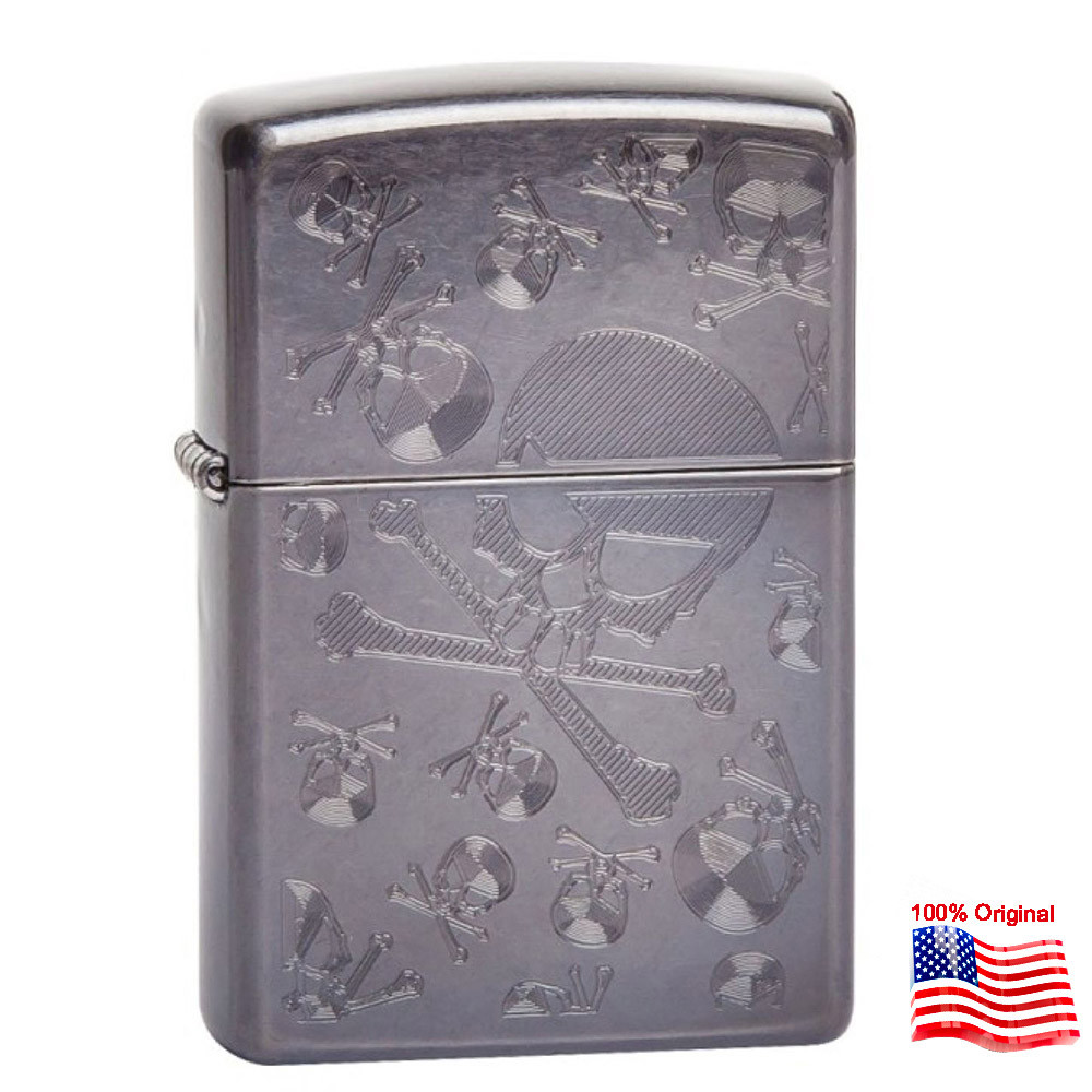 

Зажигалка Zippo 28685 Iced Skulls черная 28685