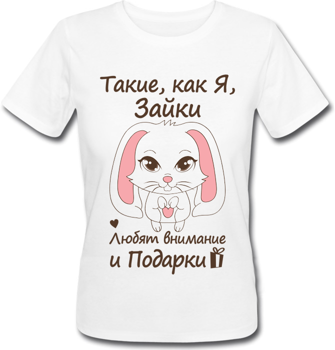 

Футболка Print Planet Зайка  Белая, Футболка Print Planet Зайка XS Белая
