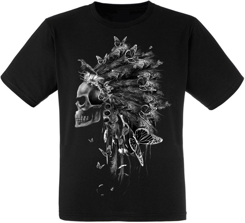 

Футболка Print Planet Indian Skull With Butterflies XXL