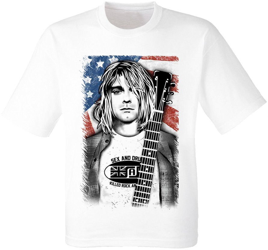 

Футболка Print Planet Nirvana "Smells Like Teen Spirit" (Kurt Cobain) [белая] XXL