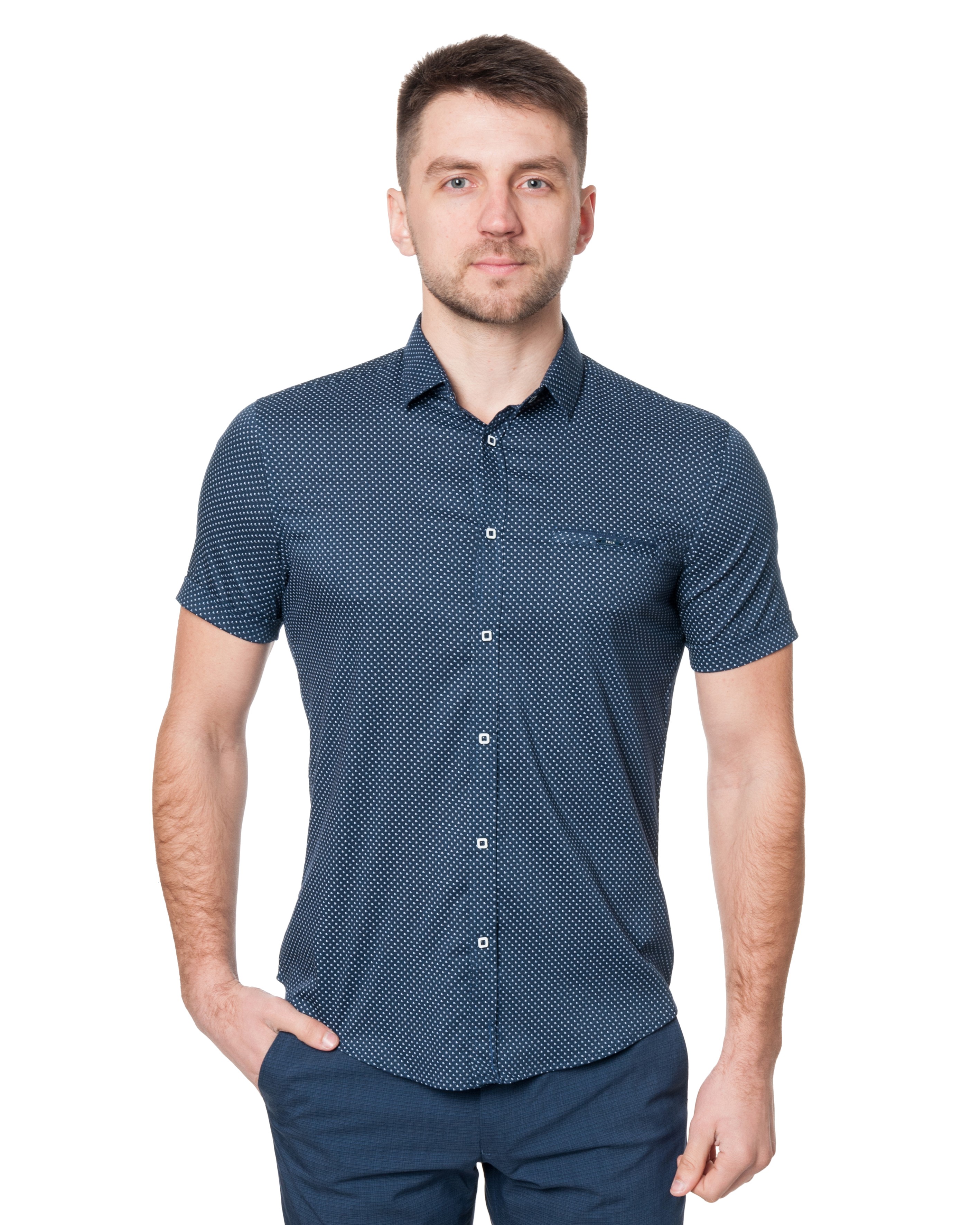 

Рубашка с коротким рукавом FOLK  темно-синий FGKG18255-01, Рубашка с коротким рукавом FOLK XL темно-синий FGKG18255-01