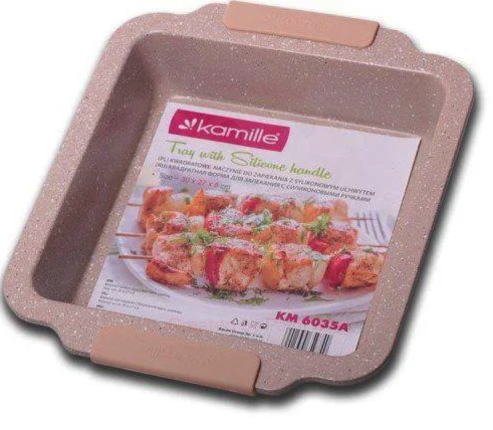 

Форма для выпечки Kamille Marble 30.3х26.7х6 см с силиконовыми ручками
