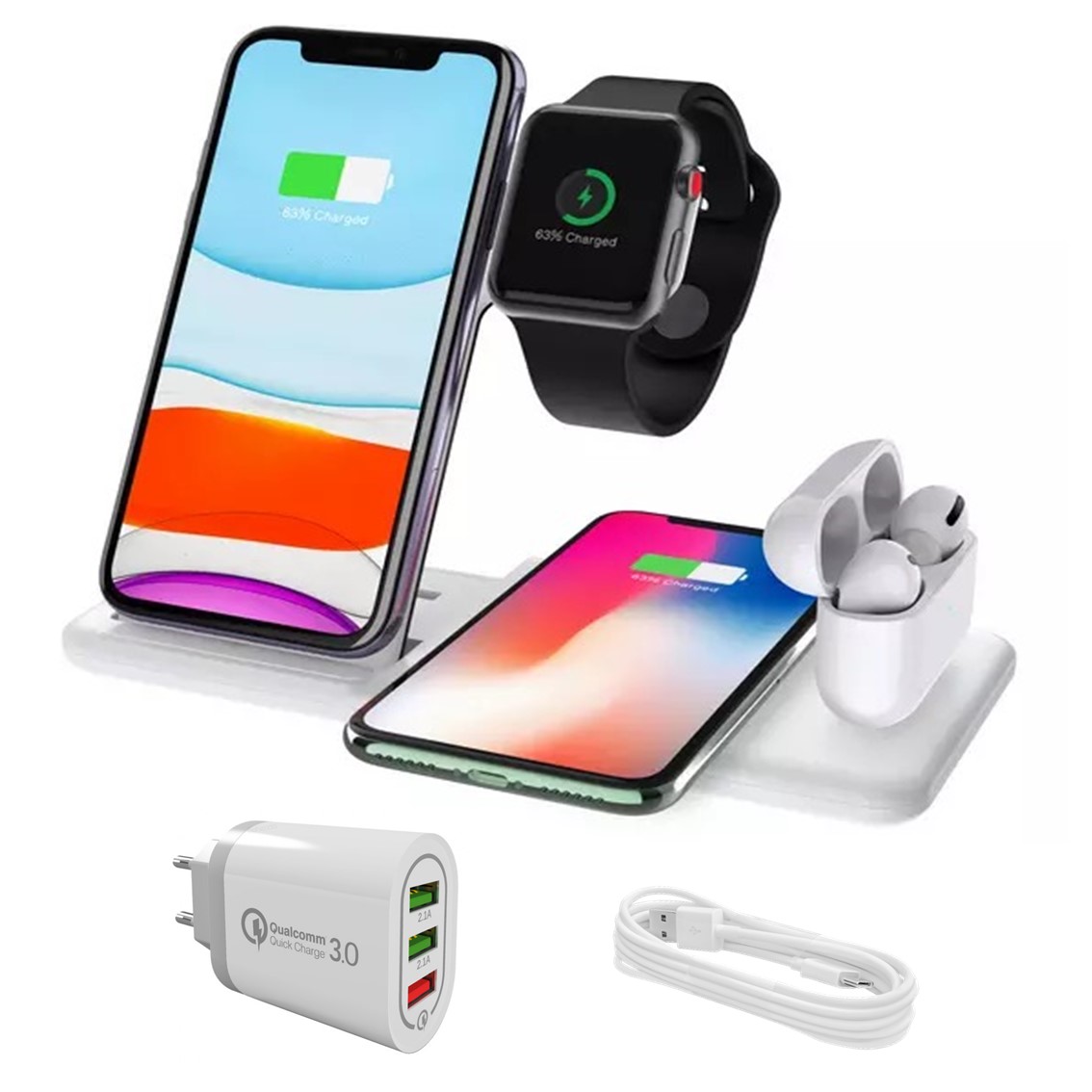 

Беспроводное зарядное устройство Док-станция iCharger 4 в 1 Fast Charge White