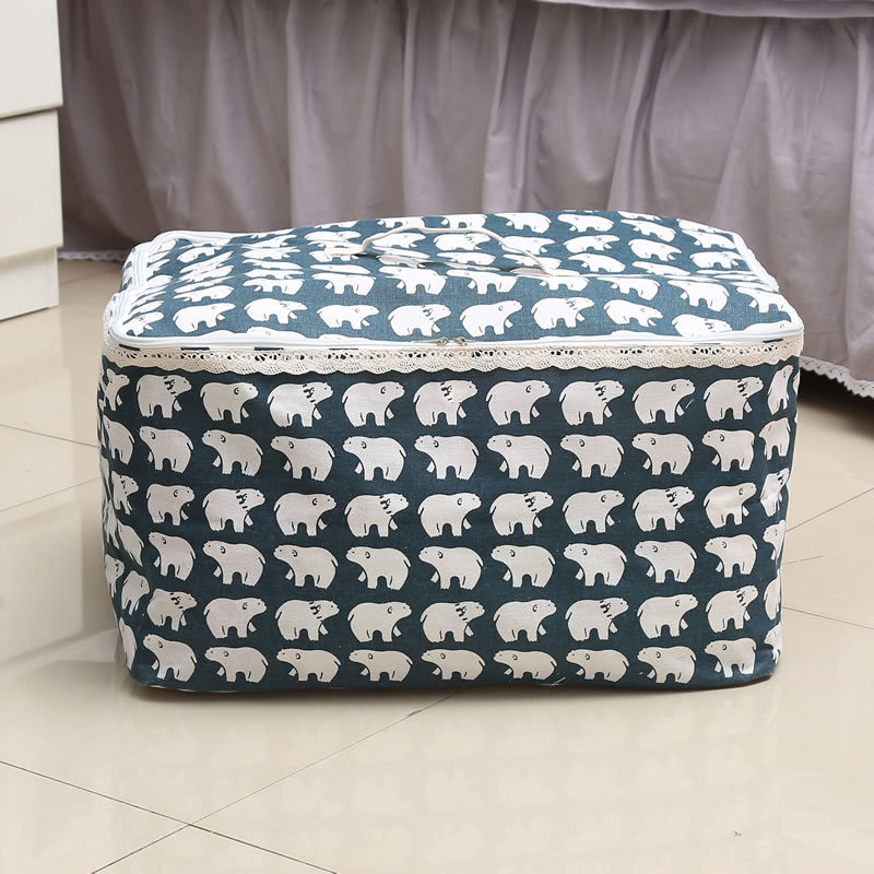 

Корзина для игрушек, белья, хранения с крышкой Белые медведи Berni Home Синий (44523)