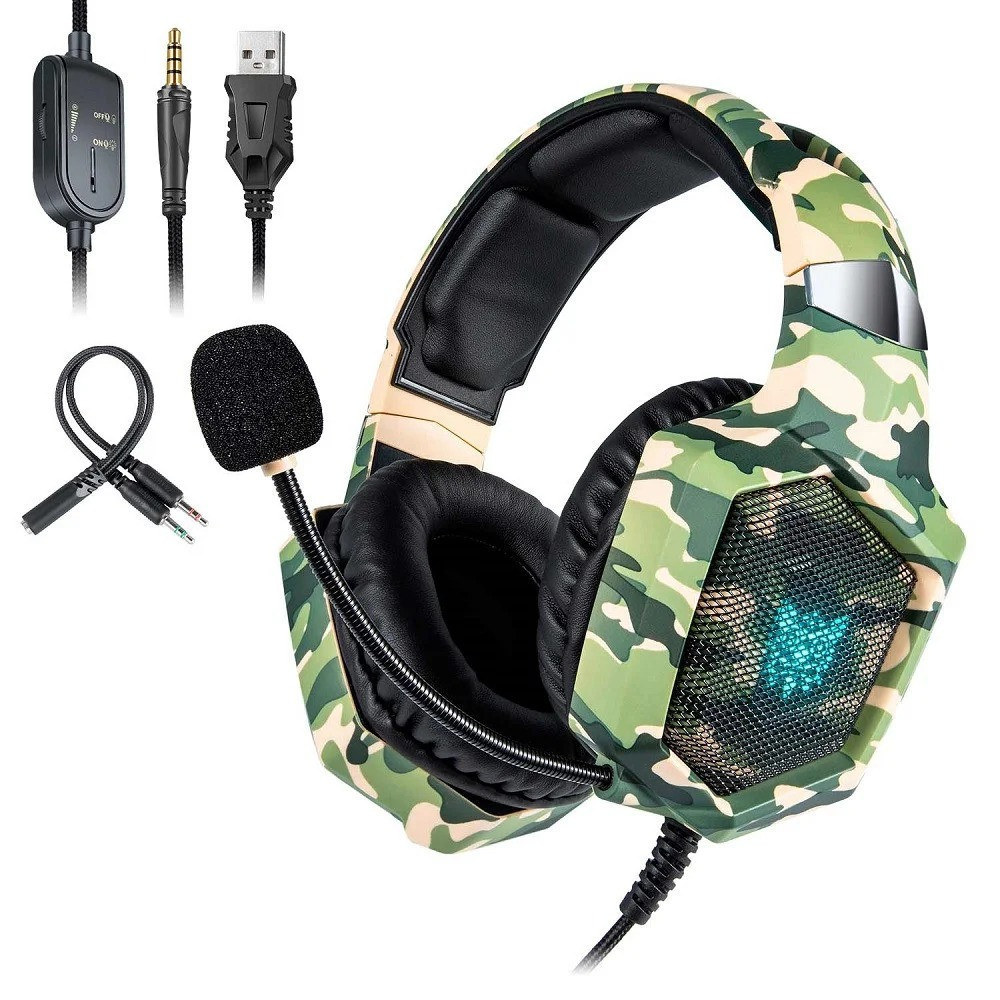 

Наушники игровые ONIKUMA Gaming LED K8 green камуфляж