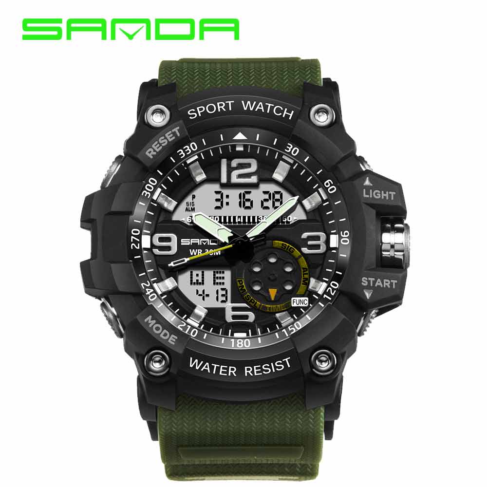 

Мужские наручные часы (759 Green-Black) Sanda 56 мм Зеленый 000075406