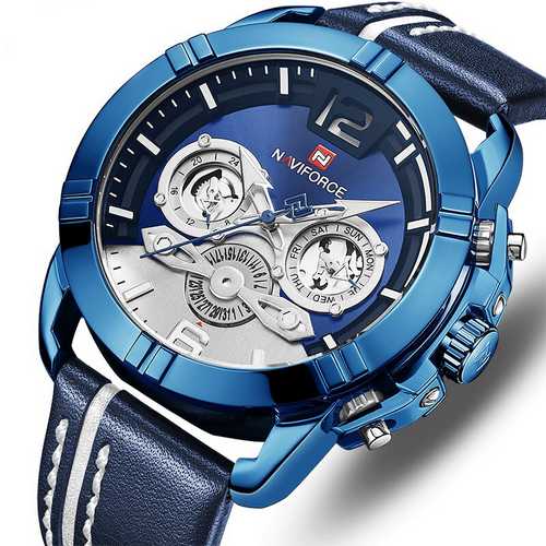 

Мужские наручные часы (NF9168 Blue-White) Naviforce 45 мм Синий 000075353