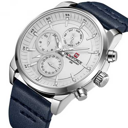 

Мужские наручные часы (NF9148 Blue-Silver-White) Naviforce 45 мм Серебряный 000075330