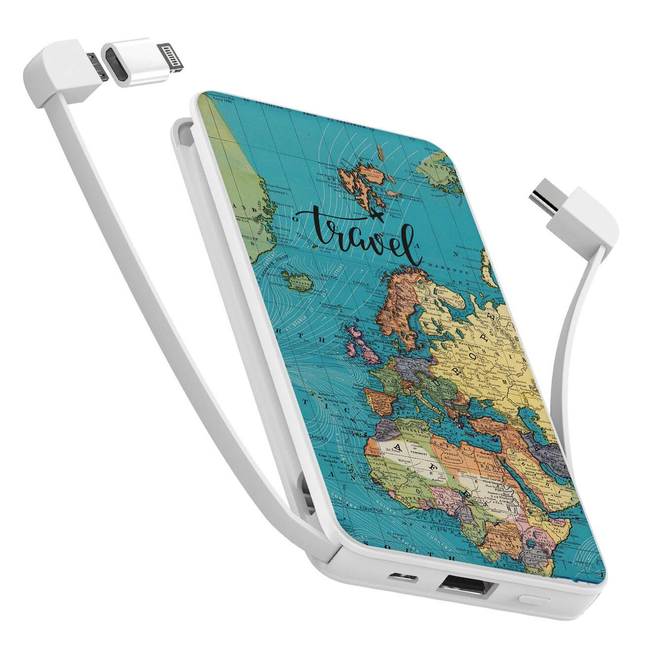 

Power Bank ZIZ 10000 mAh Карта путешествий — Повербанк, УМБ, Портативная батарея (1905)