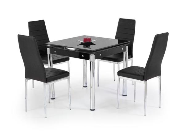 

Стеклянный стол Halmar Kent 80-130x80x76 см Чёрный/Хром