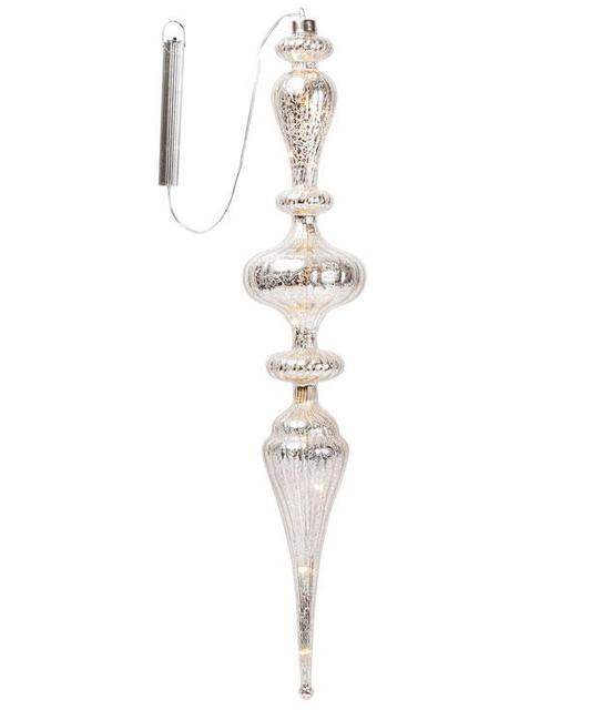 

Елочное украшение из стекла с LED-подсветкой 58см на батарейках (2хААА) (118-309)