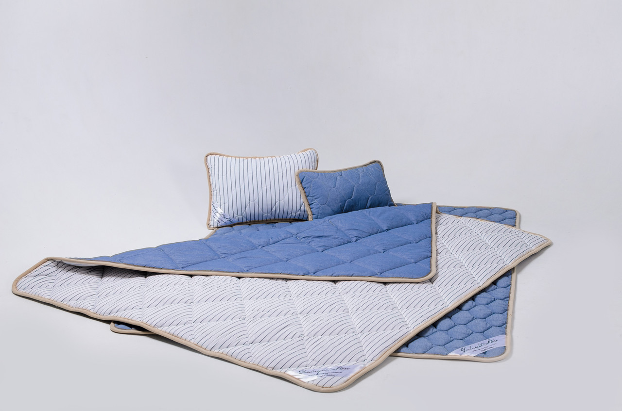 

Спальный комплект двуспальный из овечьей шерсти мериносов Goodnight.Store антиаллергенный Max синий