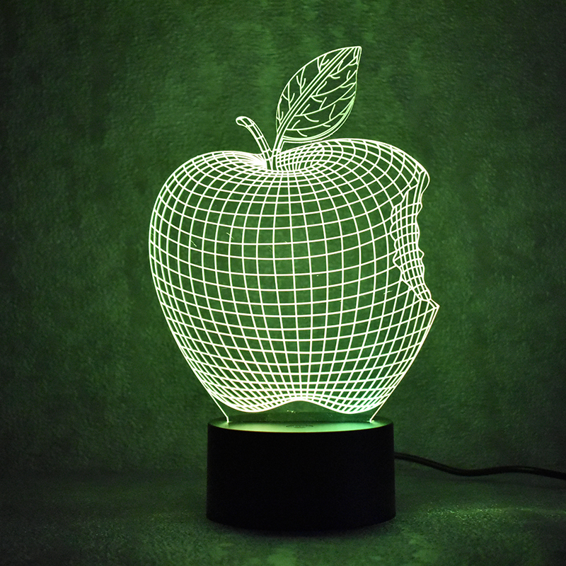 

3D светильник с пультом и аккумулятором 3D Lamp Яблоко (LP-18177)