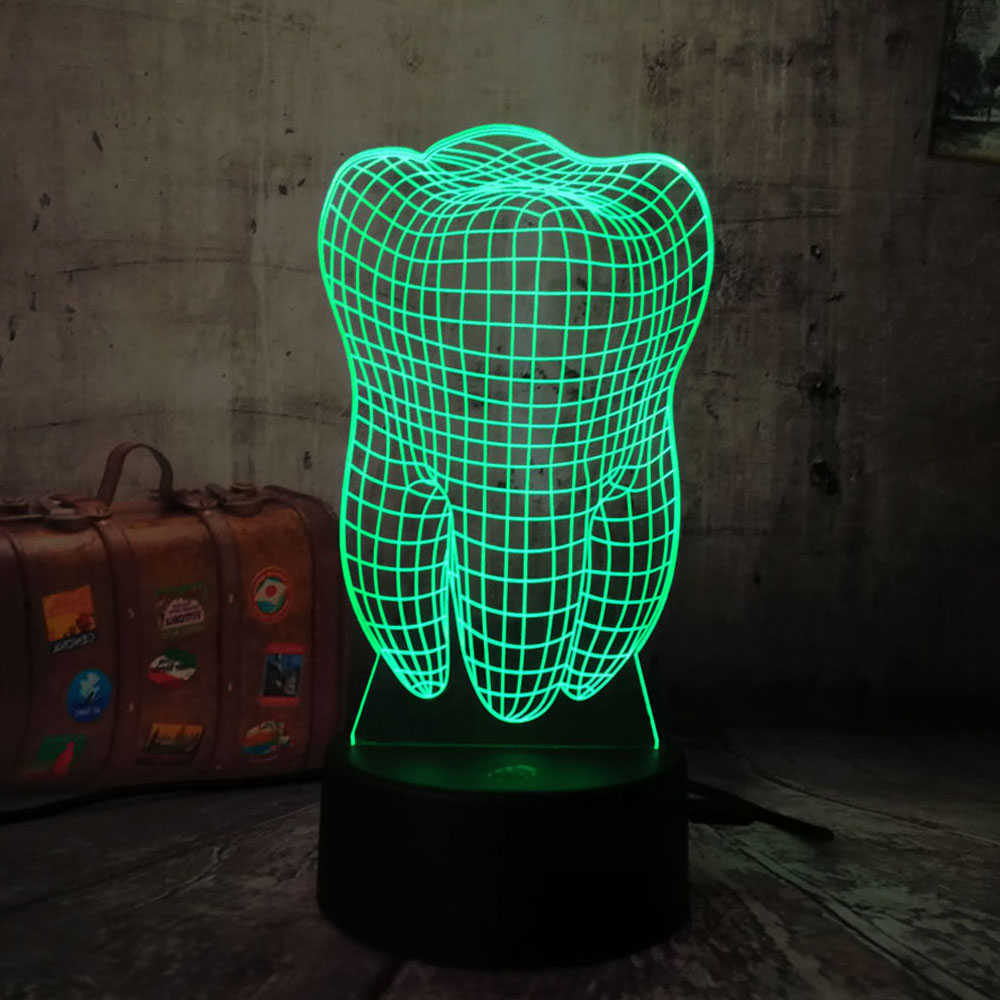 

3D светильник с пультом и аккумулятором 3D Lamp Зуб (LP-18204)