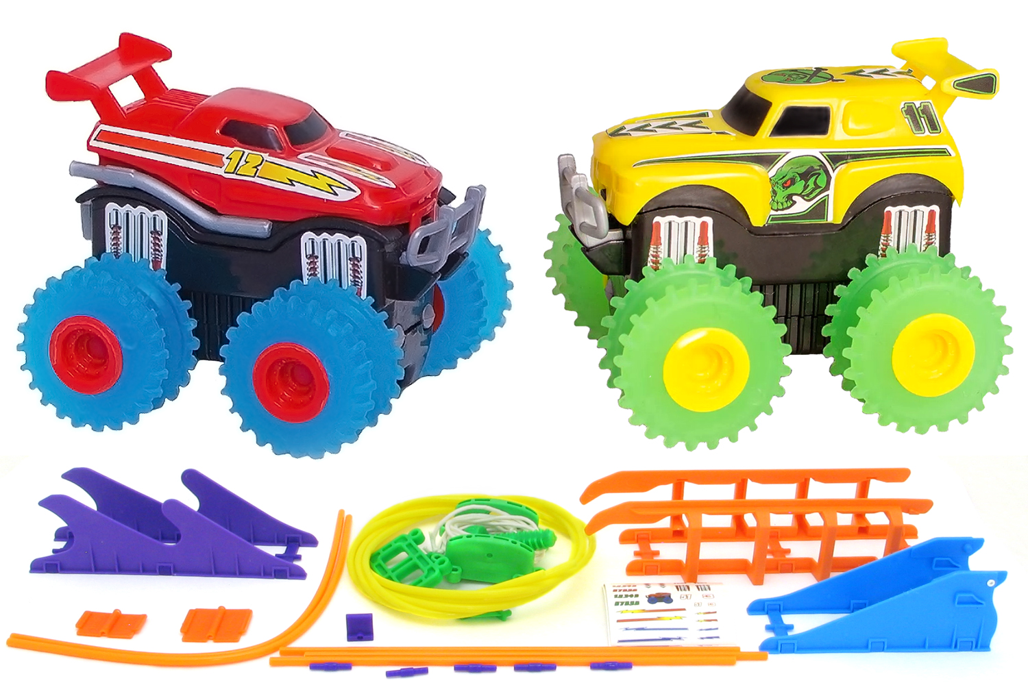 

Машинки на бат. набор 2 машинки с трассой Trix Trux 38,5x32x7,5 см (0000000066) Желный+Красный