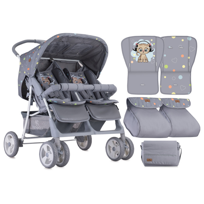 

Детская коляска для двойни Lorelli 84х86х110 см (det0002282) Серый