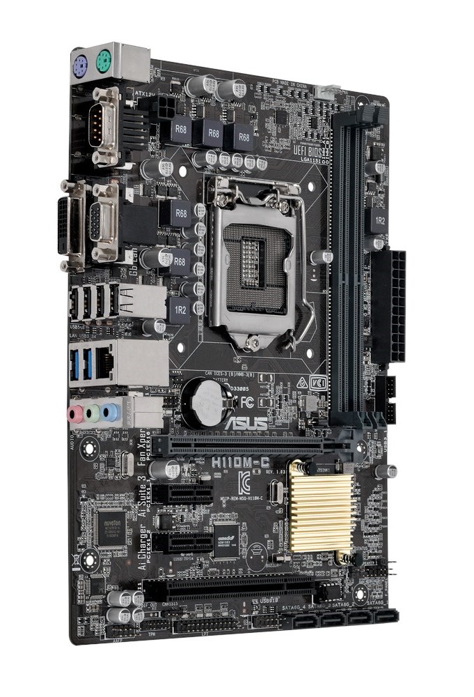 

Мат. плата MB Asus H110M-R/C/SI (iH110/s1151/2xDDR4 2133MHz/1xPCIe x16/2xPCIe x1/4xSATA3/Glan/2xUSB3.0/4xUSB2.0/DVI, D-Sub/SB 8ch/mATX) White-Box