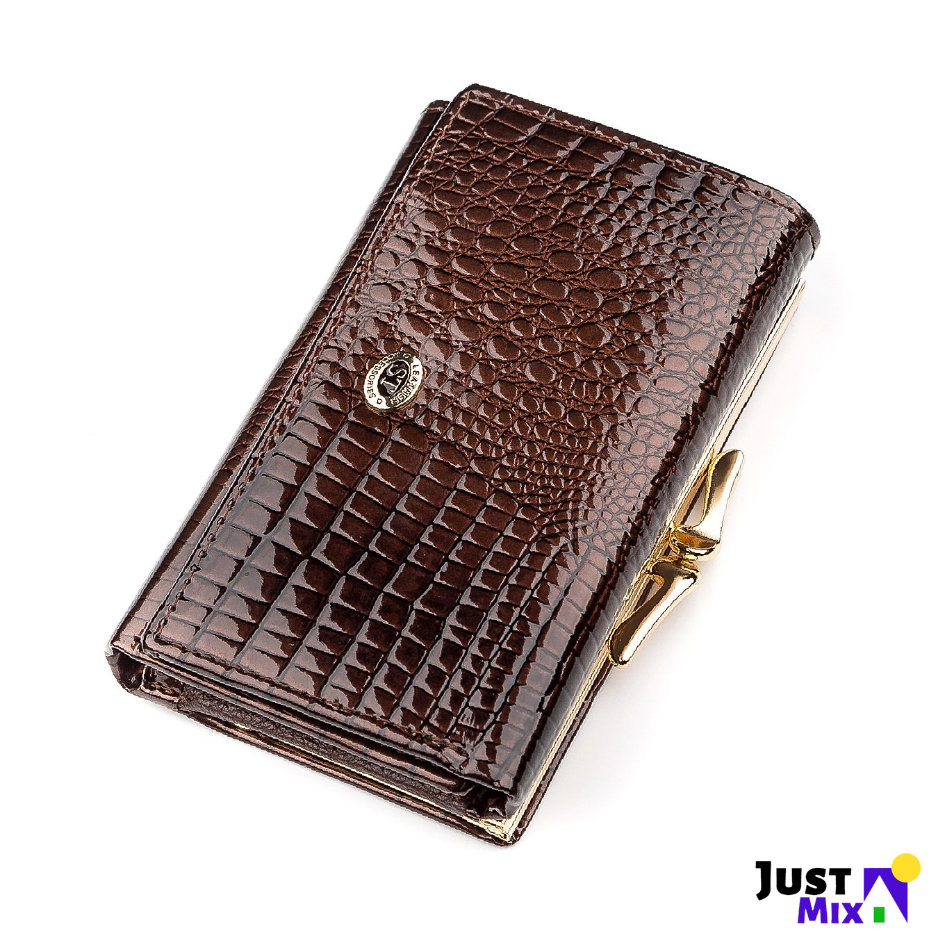 

Кошелек женский стильный для купюр и карточек ST Leather 18372 лакированная кожа Коричневый