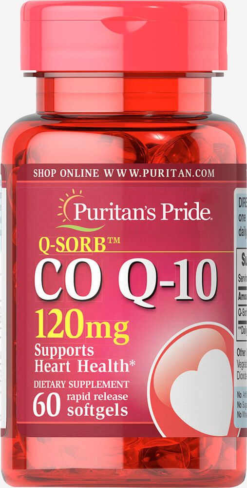 

Натуральные добавки Puritan's Pride Q-SORB Co Q-10 120 mg, 60 Softgels
