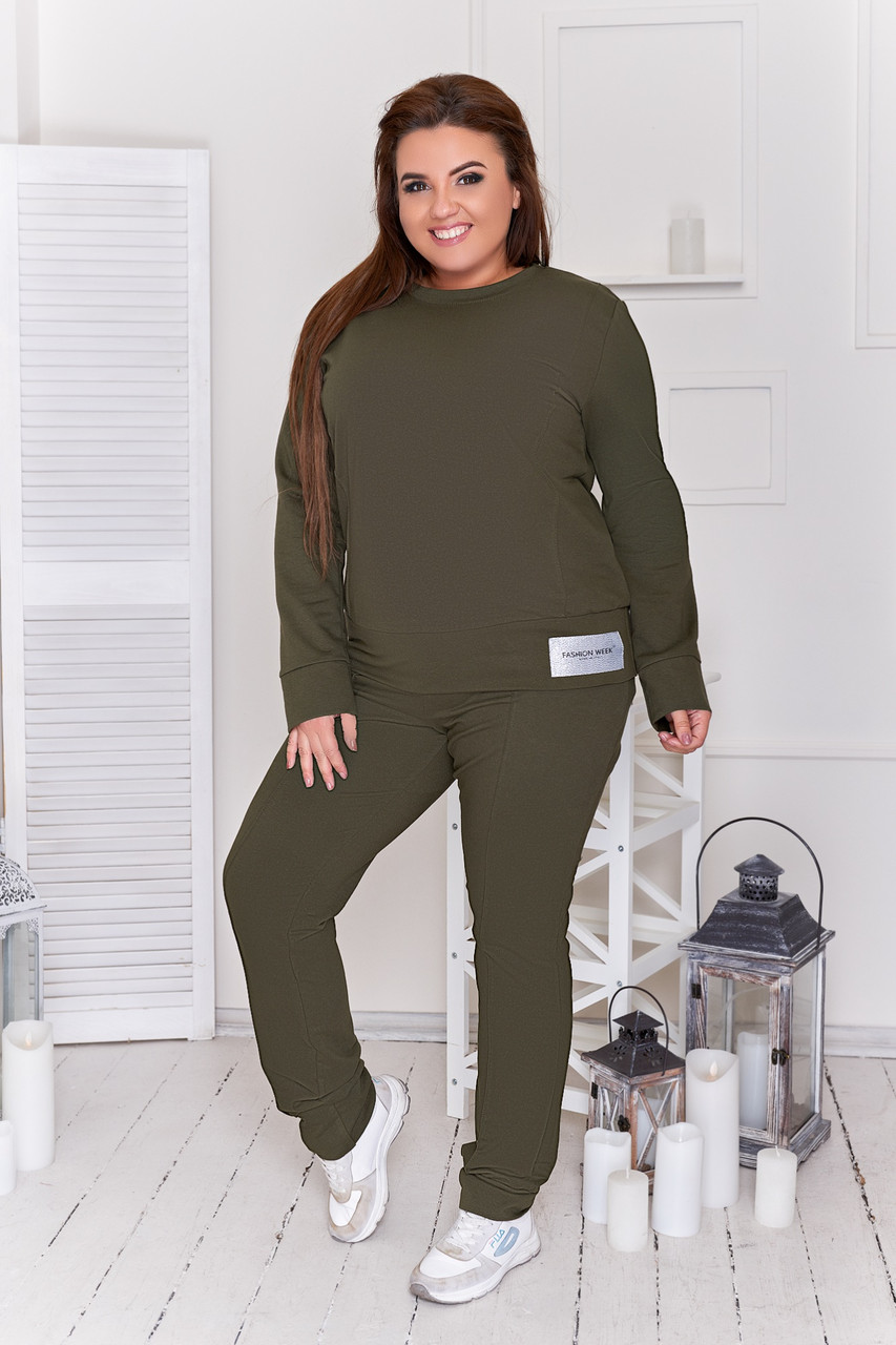 

Костюм брючный женский большого размера So StyleM - Хаки 1257-2, Костюм брючный женский большого размера So StyleM 56-58 Хаки 1257-2