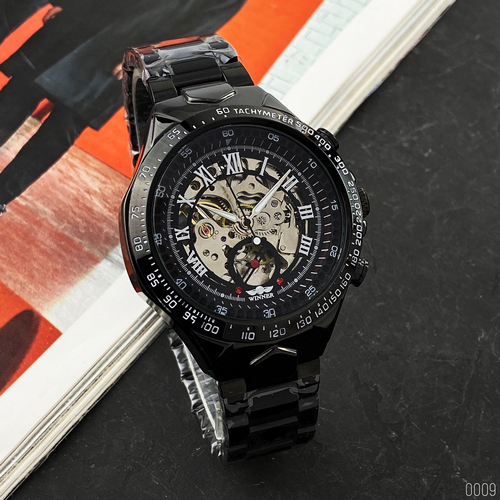 

Мужские часы Winner 8067 Black-Silver Red Cristal