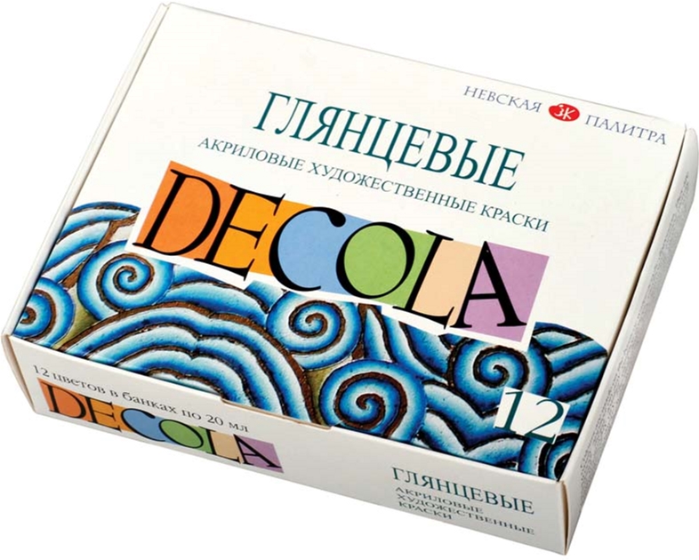 

Краски акриловые Невская палитра Decola глянцевые 12 цветов 20 мл (4607010583996)