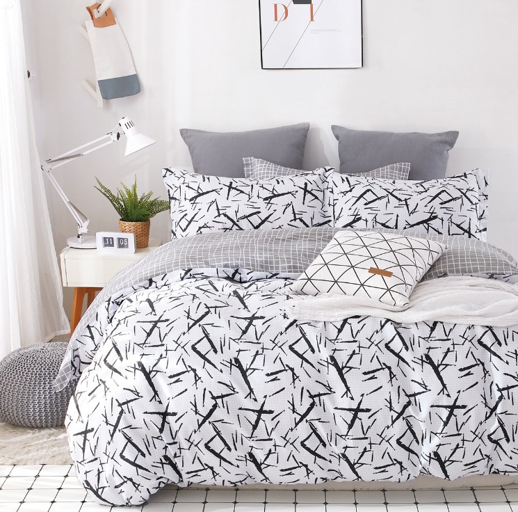 

Постельное белье CottonTwill Сатин Монохром Детский Черно-белое 147x112 см