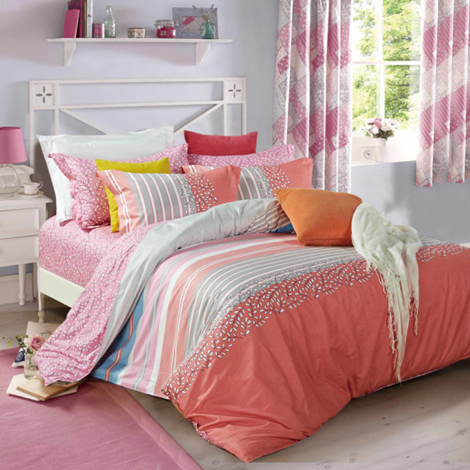 

Постельное белье CottonTwill с листочками и полосами Ника Детский Розовый 147x112 см ( FB728CT)