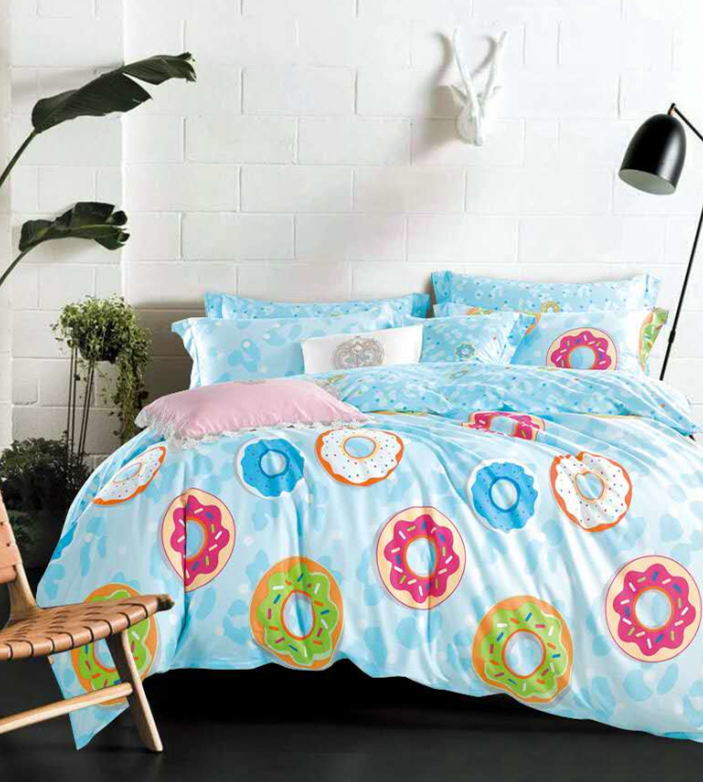 

Постельное белье CottonTwill с пирожными Пончики 1.5-спальный Голубой 145x215 см ( FB778CT)