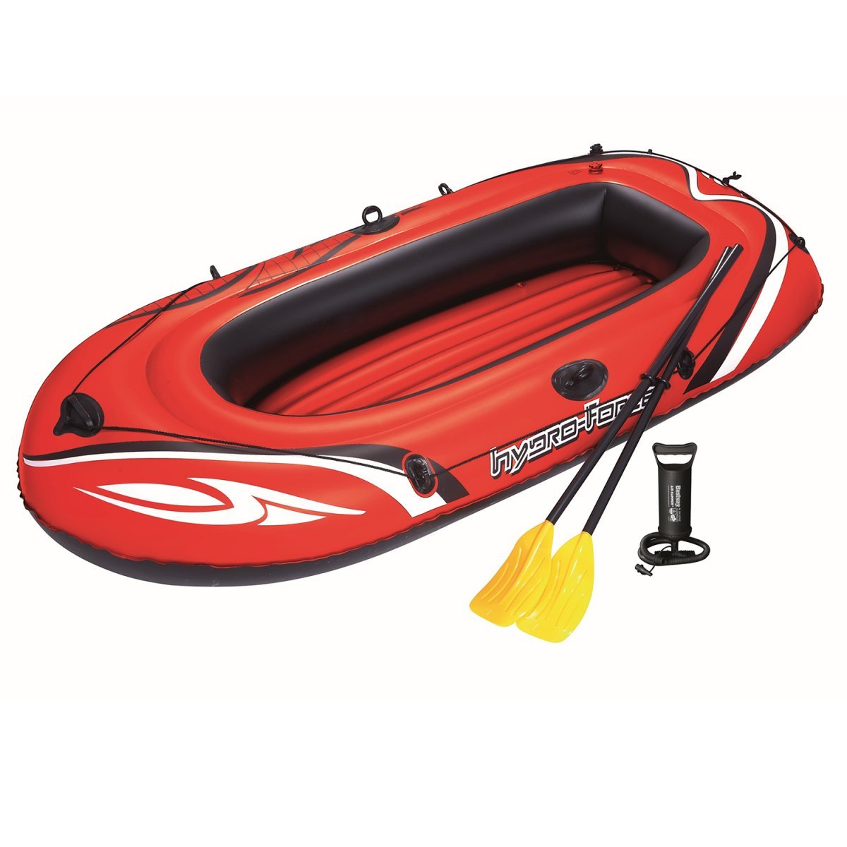 

Надувная лодка с вёслами и насосом Bestway 61102 Hydro-Force Raft Se двухместная надувная 232х115 см Красная (RT-61102)