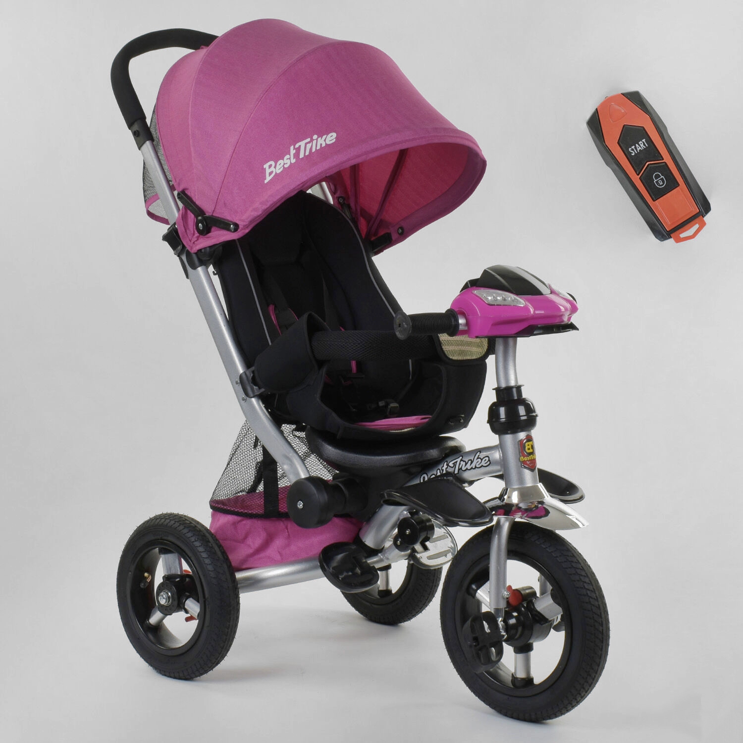 

Трехколесный детский велосипед Best Trike 698 / 32-110 Розовый, с надувными колесами, родительский контроль