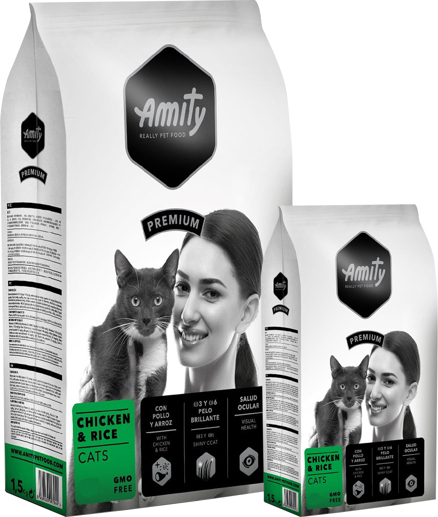 

Повседневный корм для котов Amity с курицей и рисом 10 + 1.5 кг (8436538947104)